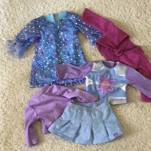 American Girl Doll Lot Figure Skate Bolero Top Pleated Skirt Purple Pink